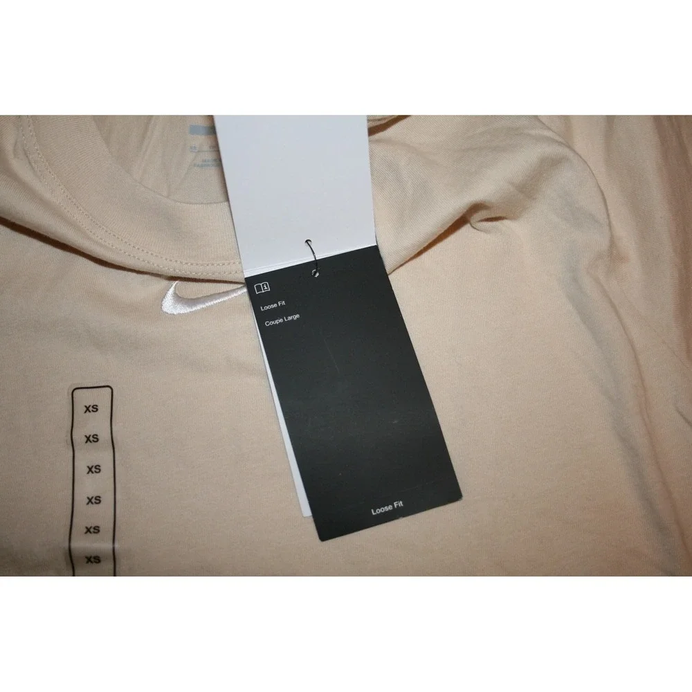 Nike Kids XS Sportswear Essential Loose Fit Crop‎ T-Shirt Tan Beige DH5750-126